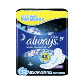 Supermercados Pague Menos Absorvente always noites tranquilas seca com abas 32 unidades oferta
