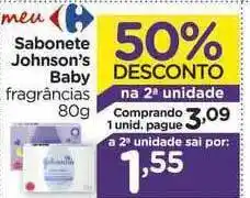 Carrefour Sabonete Johnson's Baby Fragrâncias 50% Desconto Na 2a Unidade 80g oferta