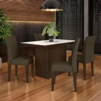 Conjunto sala de jantar meli 4 cadeiras imbuia - móveis arapongas