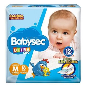 Fralda babysec ultra jumbinho tamanho m - 8 pacotes com 18