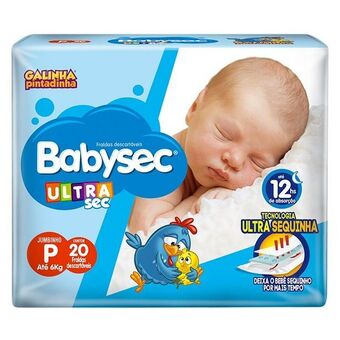 Fralda babysec ultra jumbinho tamanho p - 8 pacotes com 20