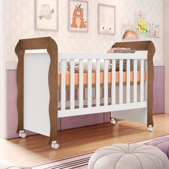 Berço mini cama mirelle carolina - branco amadeirado