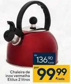 Coop Chaleira De Inox Vermelha Etilux 2 Litros oferta