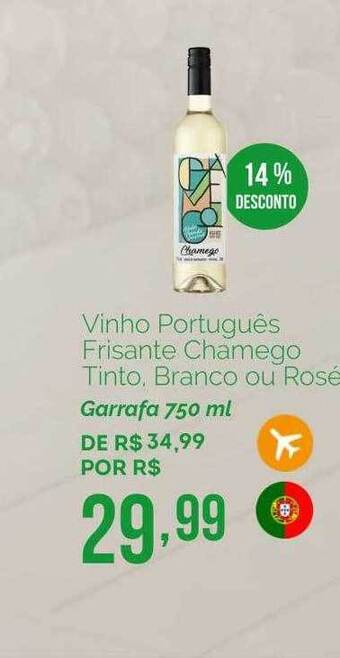 Oba Hortifruti Vinho Português Frisante Chamego Tinto Branco Ou Rosé 14% Desconto oferta