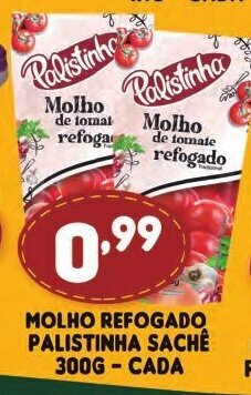 Supermercados Cristal Molho refogado Palistinha sache 300g cada oferta