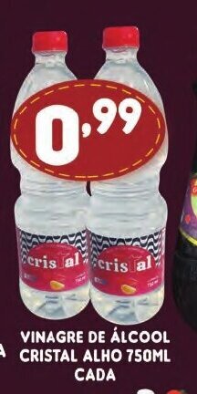 Supermercados Cristal Vinagre de Alcool Cristal Alho 750ml cada oferta