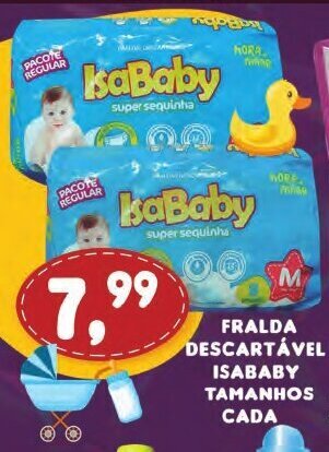 Fralda Descartavel Isababy tamanhos cada