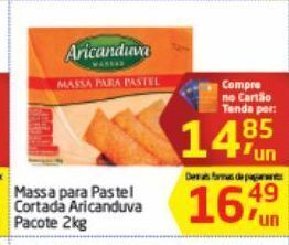 Tenda Atacado Massa para pastel aricanduva 2kg oferta