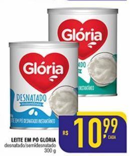 Mercantil Rodrigues Leite em pó glória desnatado/semidesnatado 300g oferta