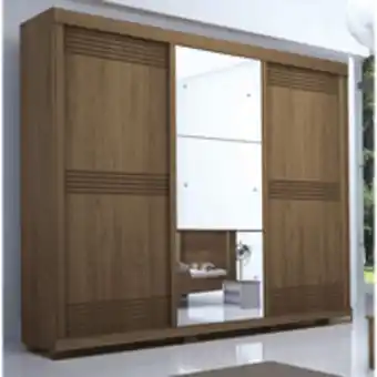 Guarda-roupa casal em mdf, 3 portas, 4 gavetas - bom pastor lord bello