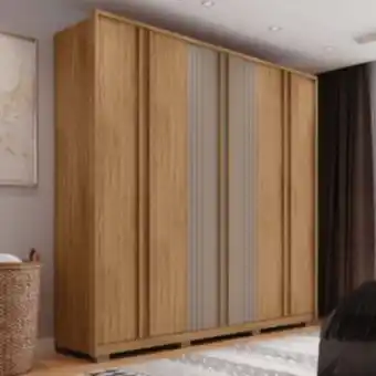 Roupeiro mozart - 6 portas - 2,50 de largura - buriti / fendi