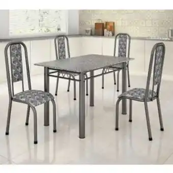 Conjunto de mesa madmelos ana com 4 cadeiras 120x75cm com tampo de granito