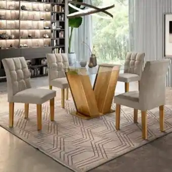 Leroy Merlin Conjunto sala de jantar mesa classic e 4 cadeiras vitória cel móveis oferta