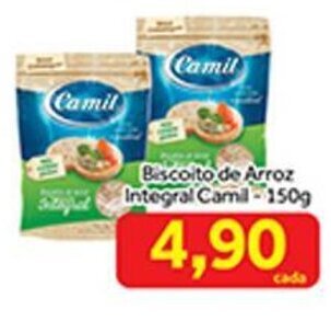 Shibata Supermercados Biscoito de Arroz Integral Camil 150g oferta