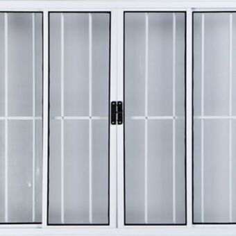Vitro de alumínio 4 folhas 1,00 x 1,50 com grade cor branco linha all modular