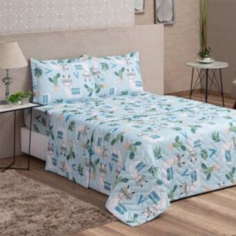 Vest Casa Cobre leito colcha queen avulso col vidaecor lhama pride blue vestcasa oferta