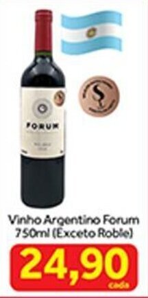Shibata Supermercados Vinho Argentino Forum 750ml oferta