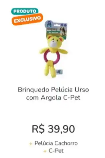 Brinquedo Pelucia Urso com Argola C-Pet
