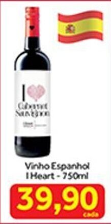 Shibata Supermercados Vinho Espanhol I Heart 750ml oferta