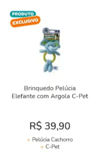 Brinquedo Pelucia Elefante com Argola C-Pet