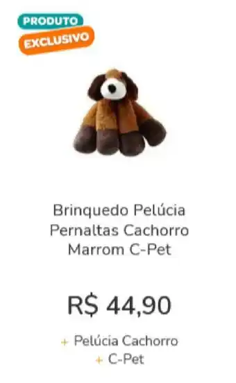 Cobasi Brinquedo Pelucia Pernaltas Cachorro Marrom C-Pet oferta