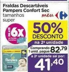 Fraldas Descartáveis Pampers Confort Sec Tamanhos Super 50% Desconto Na 2a Unidade