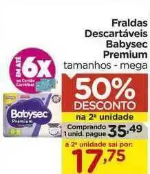 Fraldas Descartáveis Babysec Premium Tamanhos Mega 50% Desconto Na 2a Unidade