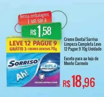 Mart Minas Creme Dental Sorriso Limpeza Completa Leve 12 Pague 9 oferta