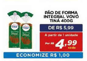 Bahamas Mix Pão De Forma Integral Vovo Tiná 400g oferta