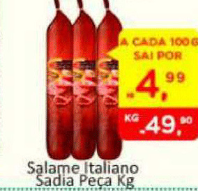 Atacado Máximo Salame Italiano Sadia 1kg oferta