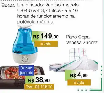 Umidificador Ventisol Modelo U-04 Bivol 3.7 Litros - Até 10 Horas De Fucionamento Na Potência Máxima
