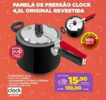 Panela De Pressão Clock 4.5l Original Revestida