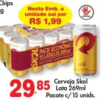 Supermercado Bergamini Cerveja Skol lata 269ml Pacote c/15 unids. oferta