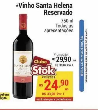 Stok Center Vinho Santa Helena Reservado oferta