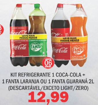 Supermercados Mendonça Kit Refrigerante 1 Coca Cola + 1 Fanta laranja ou 1 Fanta Guarana 2L oferta
