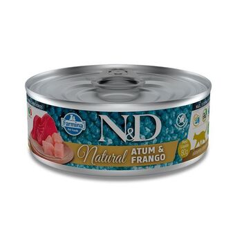 Petz Ração úmida n&d natural para gatos sabor atum e frango 80g oferta