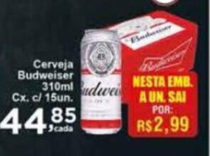 Rossi Supermercado Cerveja Budweiser 310ml c/15 latas oferta
