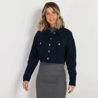 Lojas Havan Jaqueta cropped sarja patricia foster azul marinho oferta