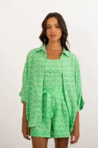 Opção Jeans Camisa top verde oferta