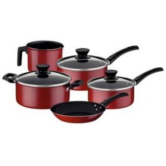 Lojas Certel Conjunto de panelas tramontina coimbra 5 peças 20297 vermelho oferta