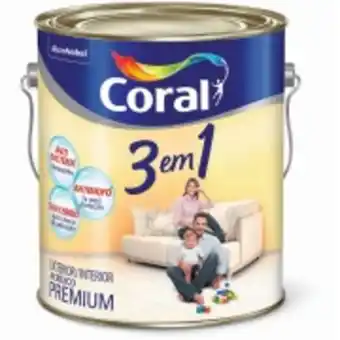 Tinta acrílica fosco premium 3,6l - branco neve - 3 em 1 coral