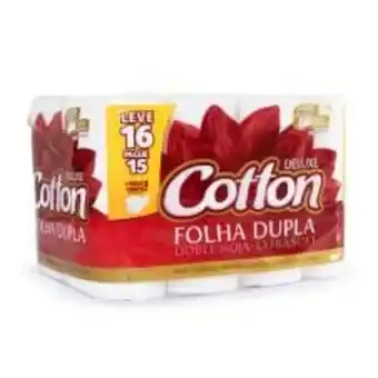 Papel higiênico folha dupla cotton deluxe 30 m pacote leve 16 pague 15 unidades