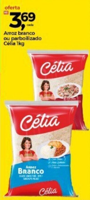 Frangolândia Arroz branco ou parbolizado Celia 1kg oferta