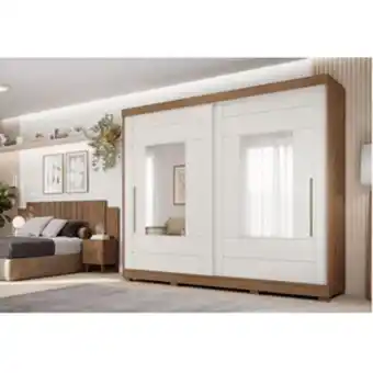Sipolatti Guarda roupas casal panan maria slide glass, 2 portas de correr com espelho oferta
