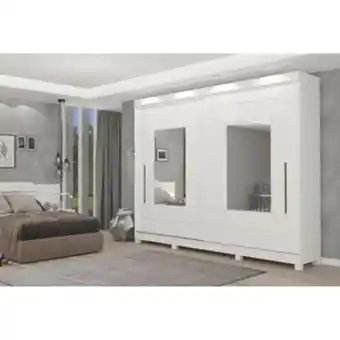 Sipolatti Guarda roupas casal panan maria slide glass, 2 portas de correr com espelho - branco oferta