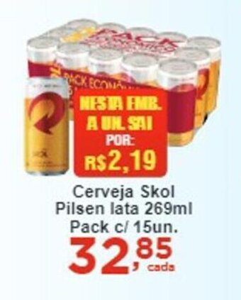 Rossi Supermercado Cerveja Skol Pilsen lata 269ml pack c/15un oferta