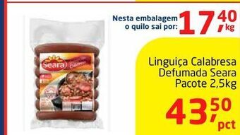 Tenda Atacado Linguiça calabresa defumada seara pacote 2,5kg oferta