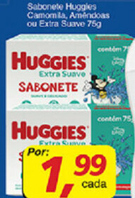 Supermercados Guanabara Sabonete Huggies Camomila, Amendoas ou Extra Suave 75g oferta