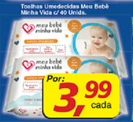Supermercados Guanabara Toalhas Umedecidas Meu Bebe Minha Vida c/40 unids. oferta