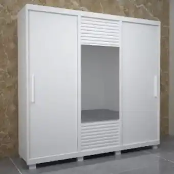 Lojas Guido Roupeiro 3 portas alfa luxo com espelho (larg.: 1,86m) com pés ./branco oferta